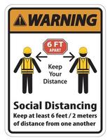 Warning Social Distancing Construction Sign Isolate On White Background,Vector Illustration EPS.10 vector