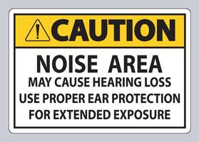 Caution PPE Sign, Noise Area May Cause Hearing Loss, Use Proper Ear Protection For Extended Exposure vector