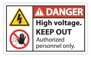 Danger High Voltage Keep Out Sign Isolate On White Background,Vector Illustration EPS.10 vector