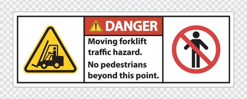 Moving forklift traffic hazard,No pedestrians beyond this point,Symbol Sign Isolate on transparent Background,Vector Illustration vector