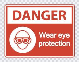 Danger Wear eye protection on transparent background vector