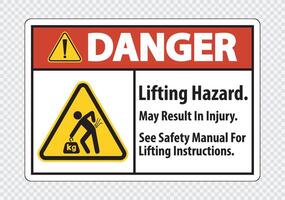 Lifting Hazard,May Result In Injury, See Safety Manual For Lifting Instructions Symbol Sign Isolate on transparent Background,Vector Illustration vector