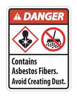 Danger Label Contains Asbestos Fibers,Avoid Creating Dust vector