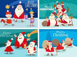 greeting cards set with Christmas characters vector