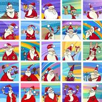 cartoon Santa Claus and Christmas characters set vector