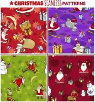 cartoon seamless patterns set with Christmas characters vector