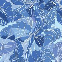 Floral petal blue artistic background. Abstract swirl line pattern vector
