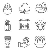 conjuntos de iconos de línea de pascua vector