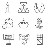 conjuntos de iconos de línea de pascua vector