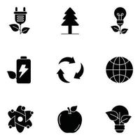 ecología glifo conjuntos de iconos vector