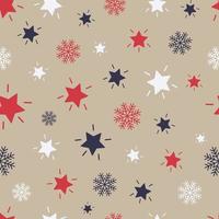 Sparkling Stars and Snowflakes Seamless Repeat Pattern vector