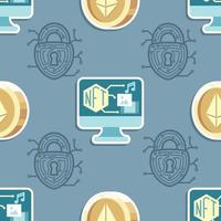 Seamless pattern NFT and Ethereum cartoon vector