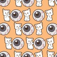 Seamless pattern cats and eye in Halloween day vector