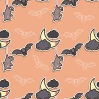 Seamless pattern cats on the moon in Halloween day vector