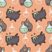 Seamless pattern cat and poison in Halloween day vector