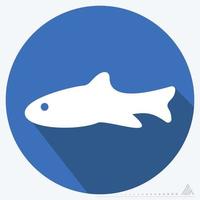 Icon Fish - Long Shadow Style vector