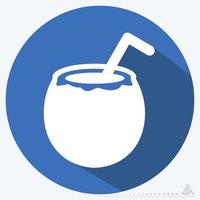 Icon Coconut - Long Shadow Style vector