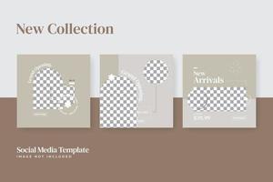 TeSet of square minimalist fashion theme for social media template