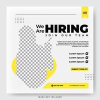 We are hiring job position, social media post template vector