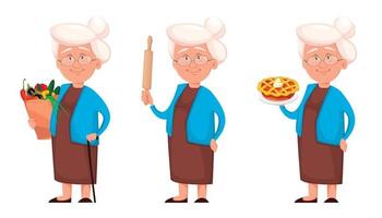 abuela, conjunto de tres poses vector