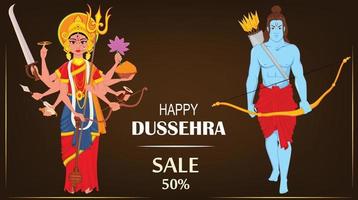 Lord Rama and Durga for Dussehra Navratri festival of India. vector