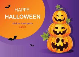 Happy Halloween. Three funny Jack O Lanterns vector