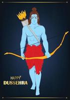 Lord Rama with bow and arrows for Dussehra Navratri festival of India. Vector illustration