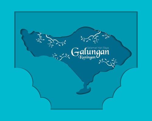 Happy Galungan Kuningan Day Papercut With Bali Map