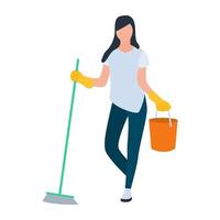 Mopping Girl Concepts vector