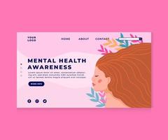 world mental health day. flat mental health landing page concept template. mental health homepage vector