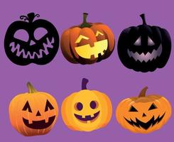 Pumpkin Halloween Objects Signs Symbols Vector Illustration Abstract With Purple Background