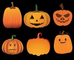 Pumpkin Halloween Objects Signs Symbols Vector Illustration Abstract With Black Background