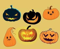 Pumpkin Halloween Objects Signs Symbols Vector Illustration Abstract With Yellow Background