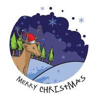 Christmas background with cute Reindeer vector