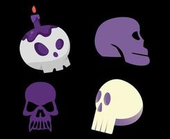 Skulls Purple And White Objects Signs Symbols Vector Illustration Abstract With Black Background