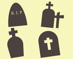 Tombs Gray Objects Signs Symbols Vector Illustration Rip Abstract With Yellow Background