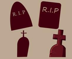 Tombs Brown Objects Rip Signs Symbols Vector Illustration Abstract With Brown Background