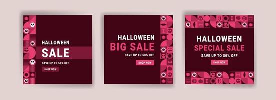 Social media post template for halloween sale. Sales banner for halloween celebration. vector