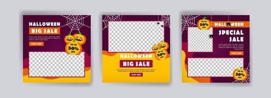 Social media post template for halloween sale. Sales banner for halloween celebration. vector