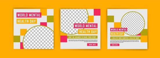 Social media post template for World Mental Health Day. Campaigning for the importance of maintaining mental health. vector