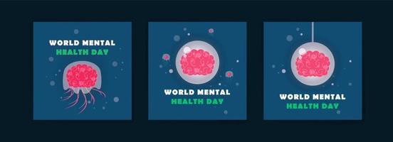 Social media post template for World Mental Health Day. Campaigning for the importance of maintaining mental health. vector