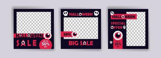 plantilla de publicación de redes sociales para la venta de halloween. banner de ventas para la celebración de halloween. vector