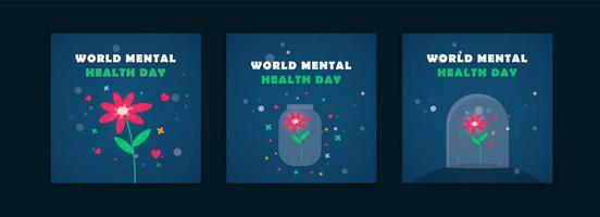 Plantilla de publicación de redes sociales para el día mundial de la salud mental. haciendo campaña por la importancia de mantener la salud mental. vector