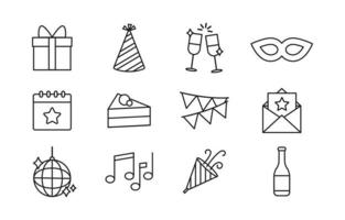 Simple Party Line Icons Set vector