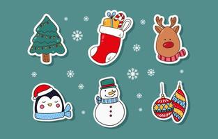 Cute Hand Drawn Christmas Stickers Collection vector