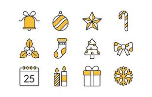 conjunto de iconos de línea de navidad simple