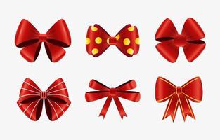 Red Bows with Different Ties and Shape