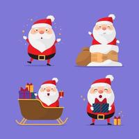 colección de lindo gesto de personaje de santa claus vector