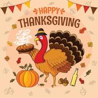 Happy Thanks Giving Day Hand Drawn vector