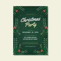 invitación de fiesta de navidad con elemento floral vector